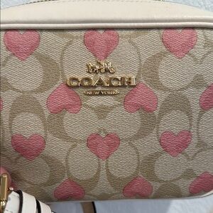 Coach Crossbody Bag in Pink and Cream with Signature Dome Design